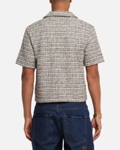 XXIII Boucle Tweed Crop Button Up Shirt Cream/Brown -Culture Kings Shop 02053656 YC606 mens 0030