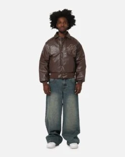 Ed Hardy Shinjuku Leather Jacket Brown -Culture Kings Shop 02054404 YX300 mens 0040