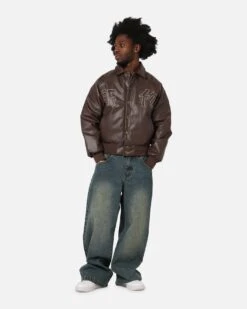 Ed Hardy Shinjuku Leather Jacket Brown -Culture Kings Shop 02054404 YX300 mens 0050