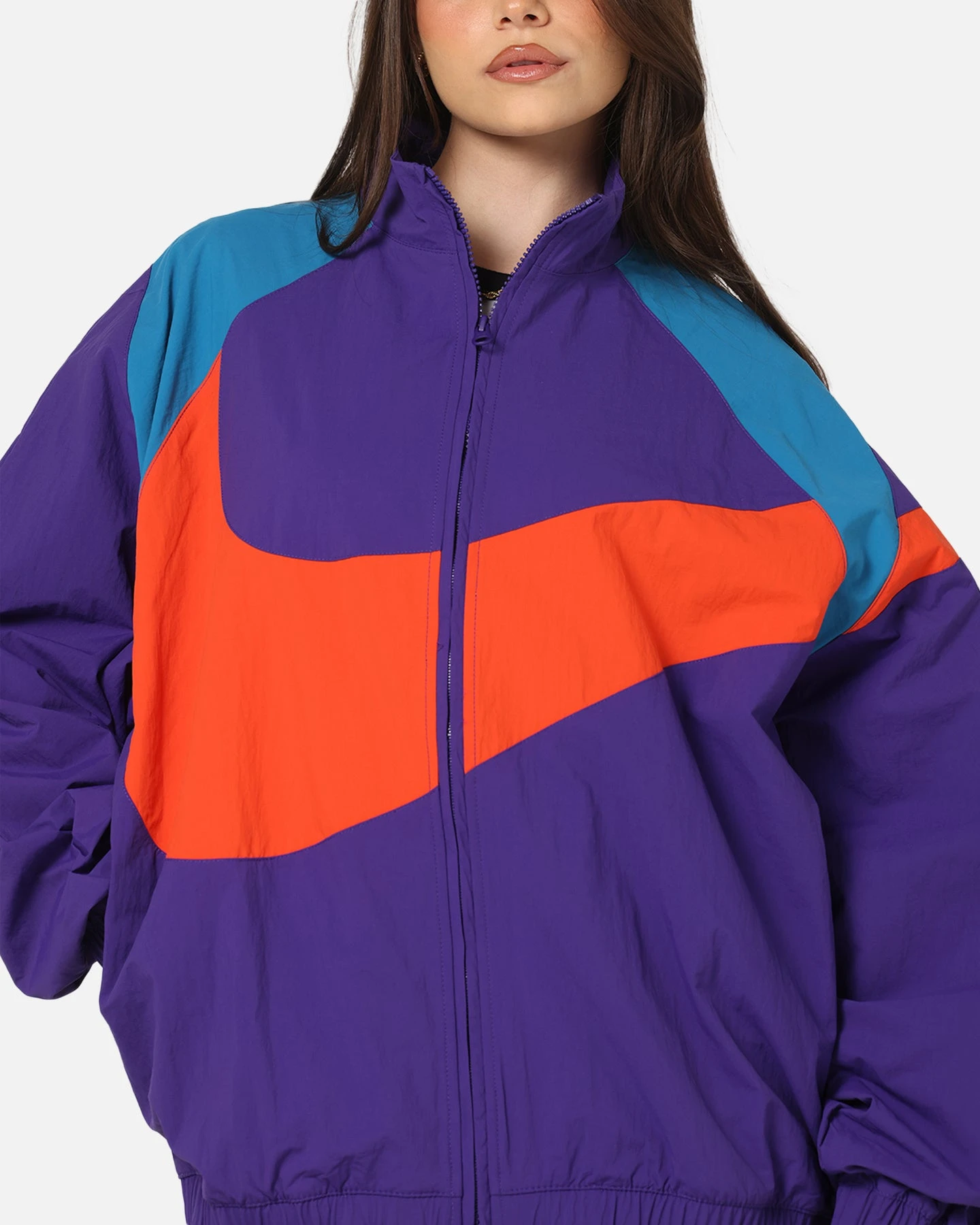 Nike Women's Sportswear Logo Oversized Woven Jacket Court Purple 9 Nike Women's Sportswear Logo Oversized Woven Jacket Court Purple - Image 7