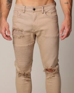 Saint Morta Men's Index Distressed Biker Jeans Bone -Culture Kings Shop 03004973 YB322 mens 00070