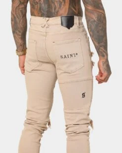 Saint Morta Men's Index Distressed Biker Jeans Bone -Culture Kings Shop 03004973 YB322 mens 090