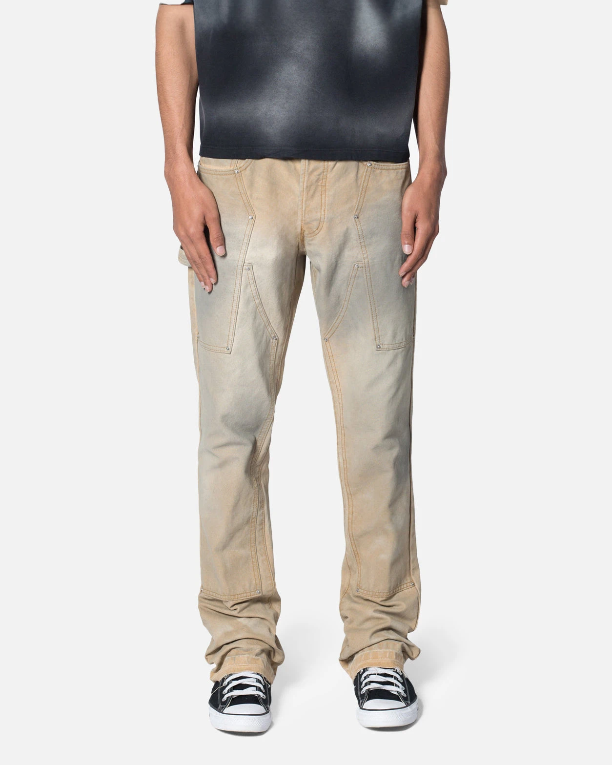 MNML B644 Flare Burnt Cowboy Denim Jeans Black/Brown 3 MNML B644 Flare Burnt Cowboy Denim Jeans Black/Brown