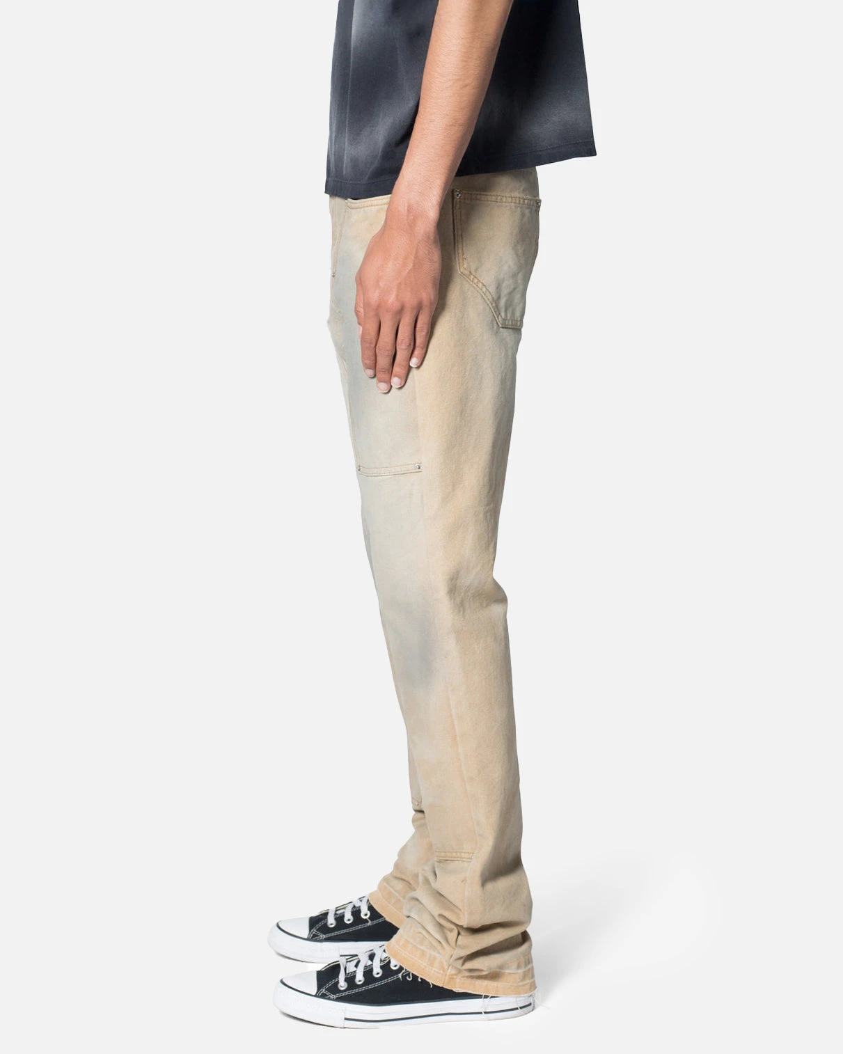 MNML B644 Flare Burnt Cowboy Denim Jeans Black/Brown 5 MNML B644 Flare Burnt Cowboy Denim Jeans Black/Brown - Image 3